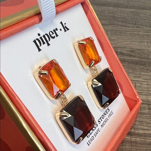 Piper K | Square Drop Earrings In Autumn 🍂 Hues - Picture 3 of 7